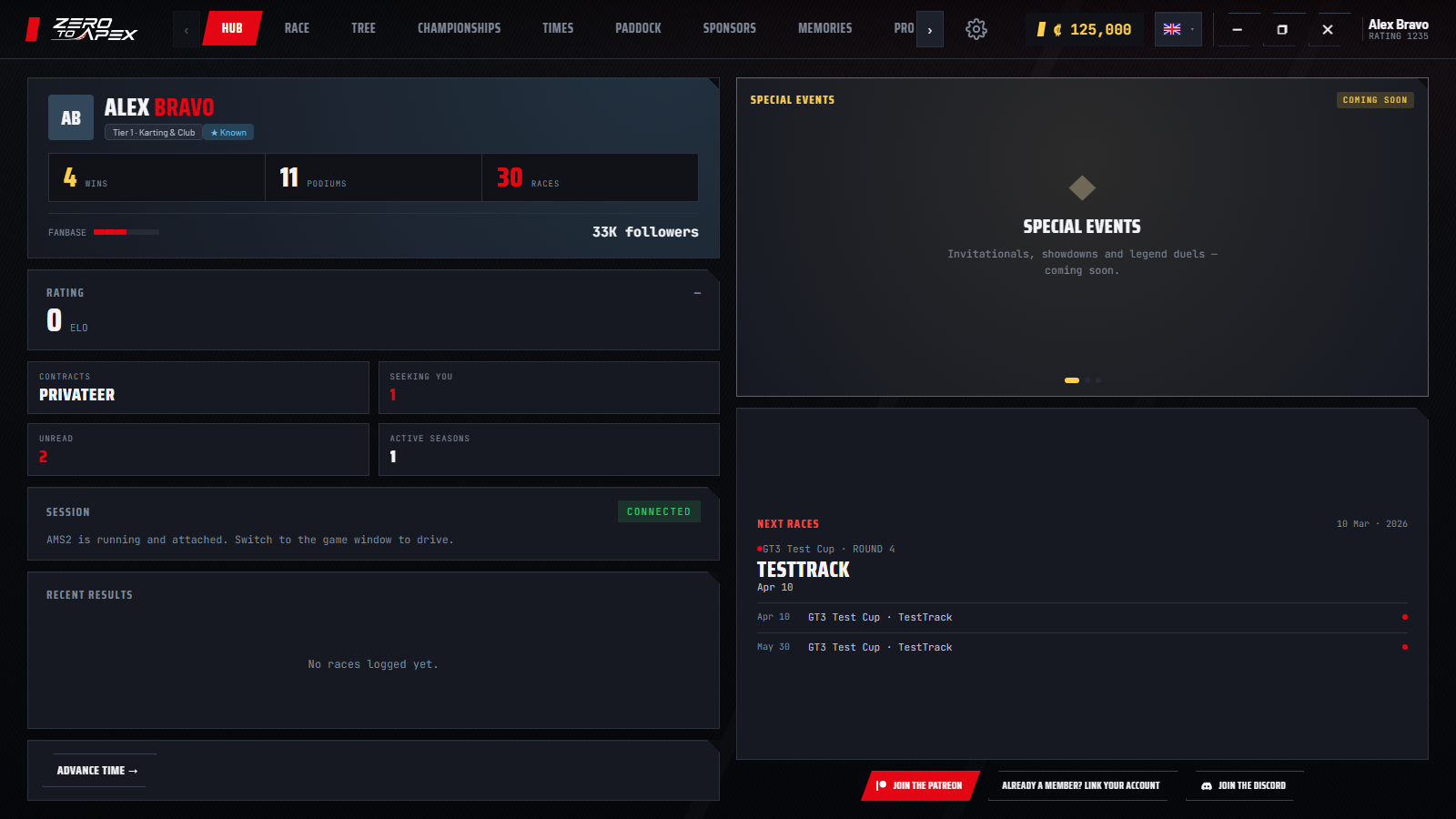 The Zero To Apex hub: your rating, your next races and the season at a glance